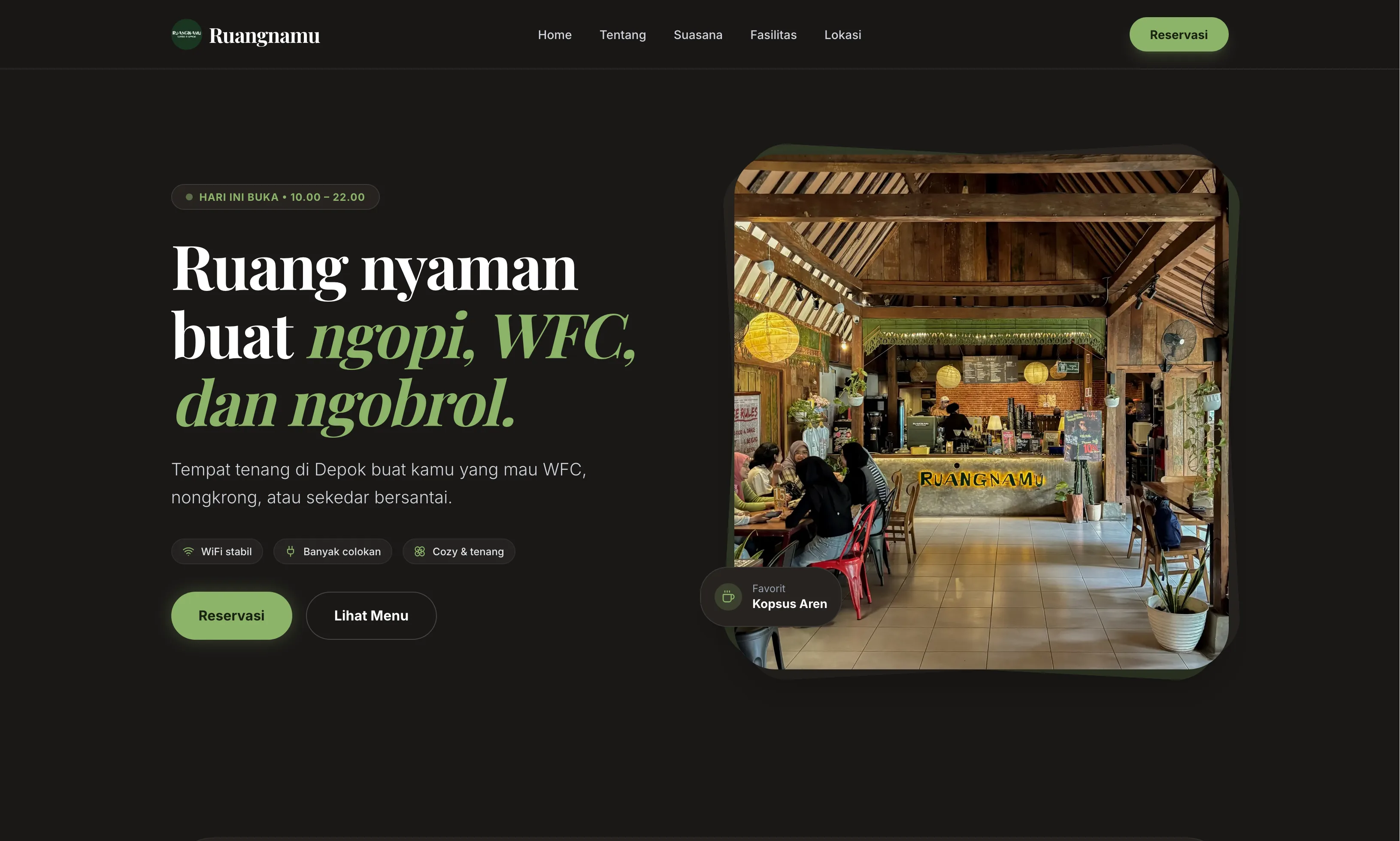 Preview Ruangnamu: Cafe Website Concept
