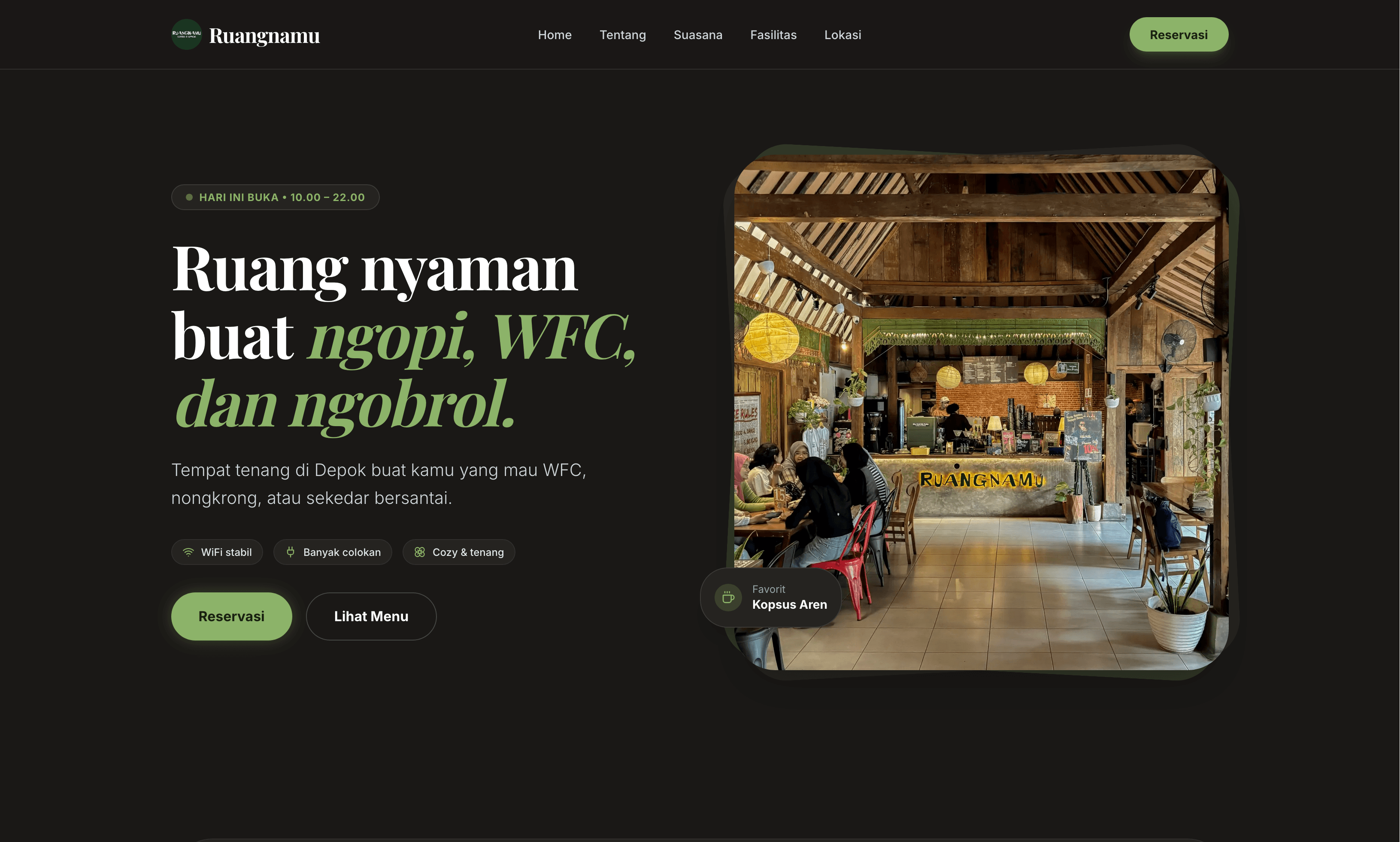 Ruangnamu - Website Cafe Depok